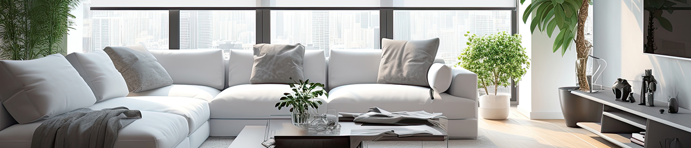 Headerbild Vermittlung / KI Bild eines Wohnzimmers in weiß mit Holzboden